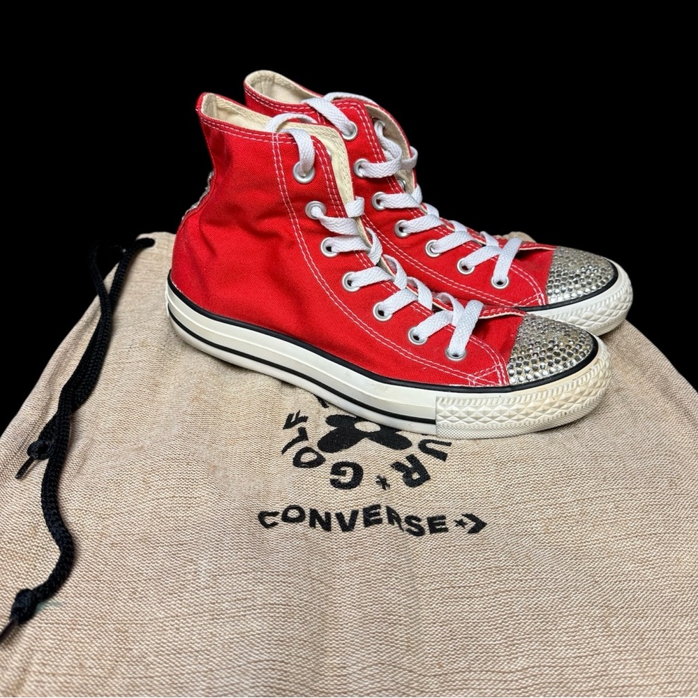 Converse All Star Chuck Taylor Hi-Top Sneakers Red w/Rhinestones Women’s Size 7
